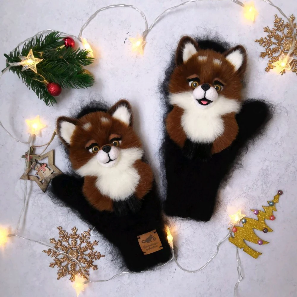 

Cute Cartoon Mittens Children Winter Warm Knitting Gloves For Kids Thickening Knitted Gloves Finger Mittens Christmas Gifts
