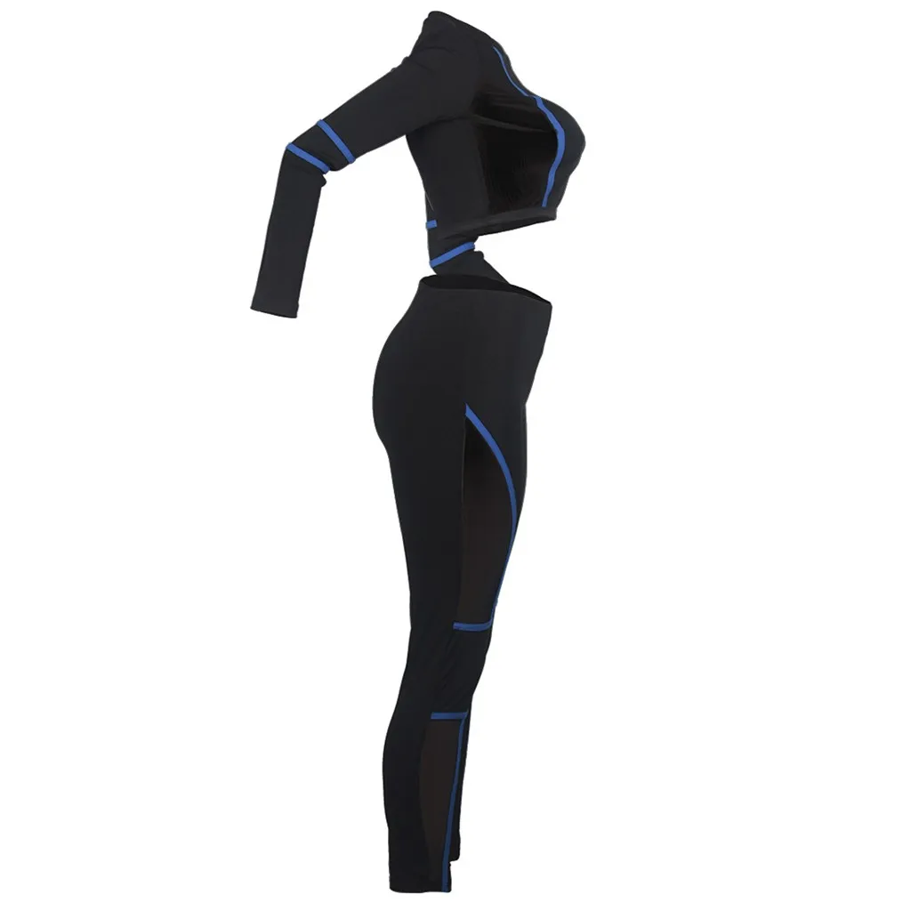 Женский спортивный костюм из топа и брюк спортивная одежда с длинными рукавами