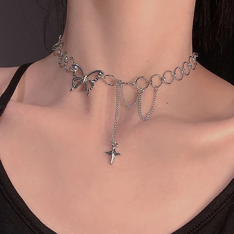 

Fashion Choker Necklace Lovely Silver Plated Butterfly Necklace Short Women Summer Holiday Romantic Gift Party Jewelry Wholesal