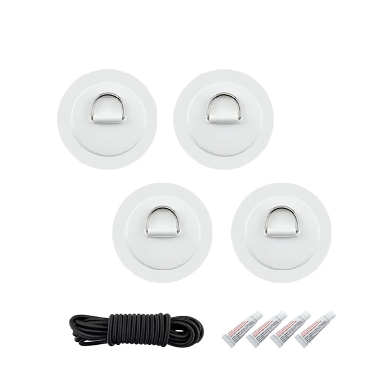 

4pcs D-Ring PVC Patch with Glue and Bungee for Inflatable Boat Kayak Accessories