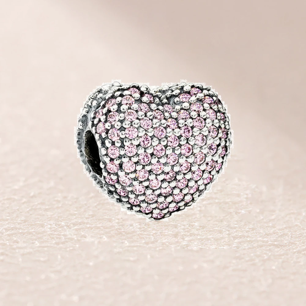 

791427PCZ PINK PAVE OPEN MY HEART CLIP CHARM