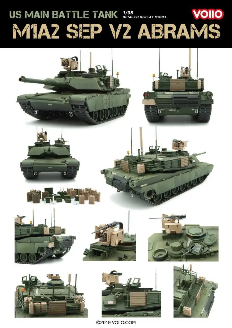 Бойцовский Танк VOIIO 01101 1/35 M1A2 SEP V2 ABRAMS США подробная модель|Наборы для сборки