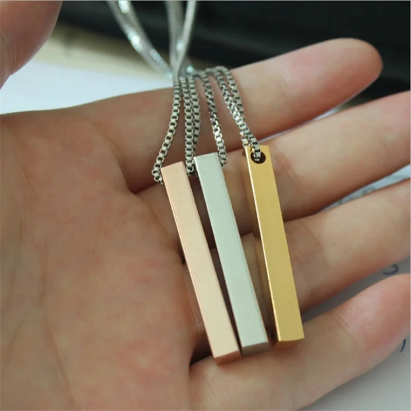 

Rectangular Long Necklace Pendant Simple Long Men's Women's Necklace Party Jewelry Holiday Gift Wholesale