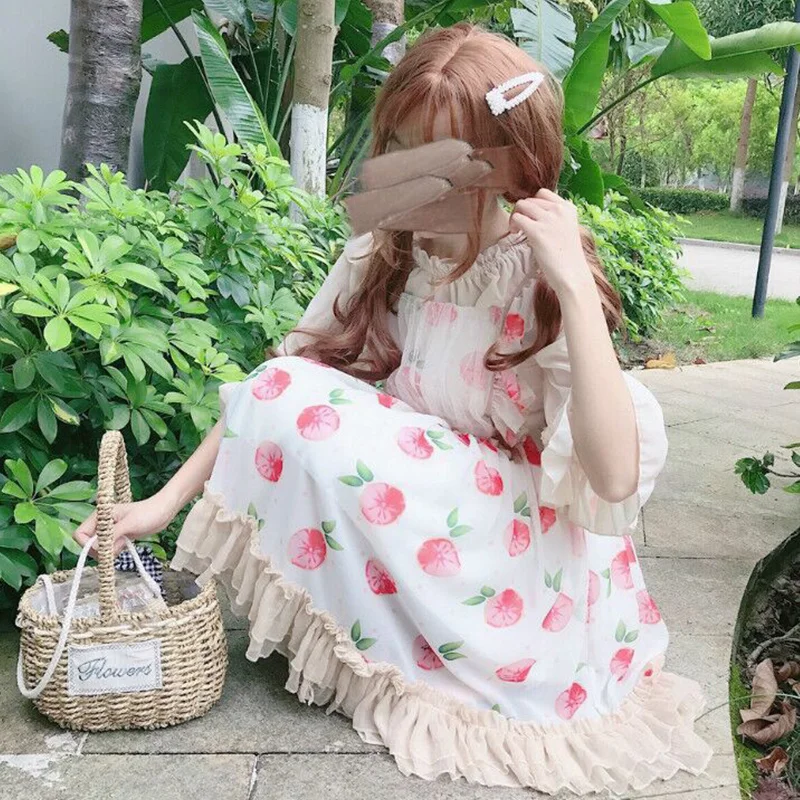 Женский комплект из 2 предметов: платье Лолита JSK + абрикосовая блузка с рукавом до