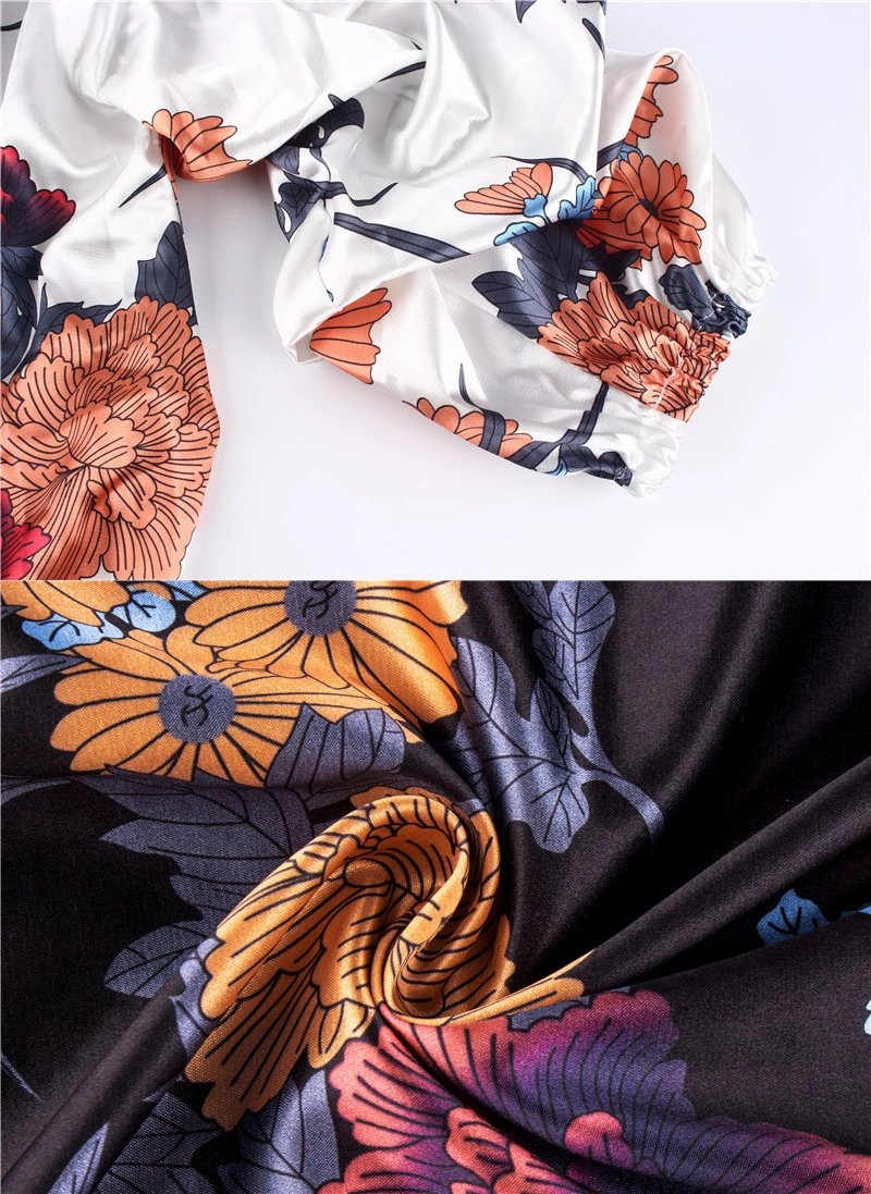 Шифоновая рубашка с цветочным принтом 2019 модный Бандаж v-образным вырезом
