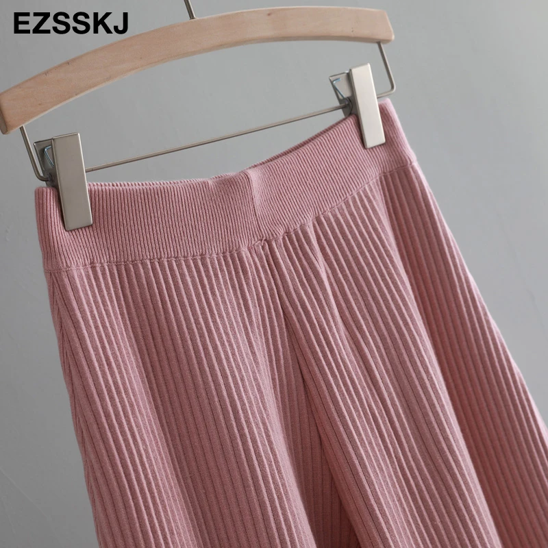 casual Elastic Waist Trousers Thick Knitted Women Harem Pants Autumn Winter Sport swear female sweater Radish pants Grandma