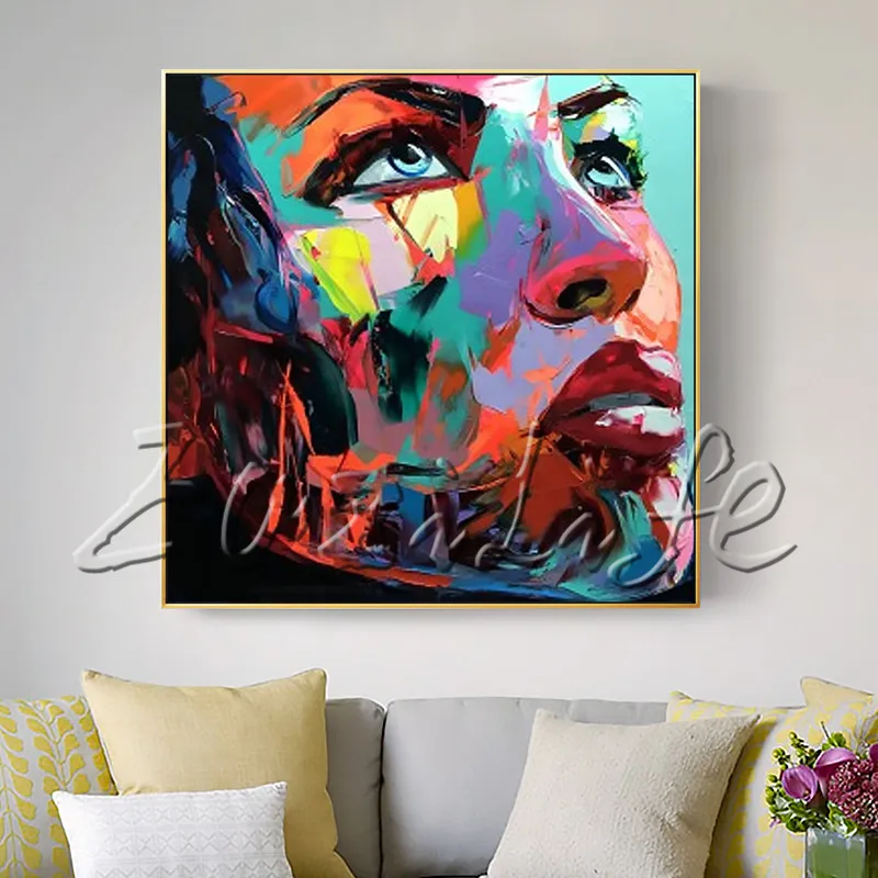 Портрет лица палитра нож картина маслом Рождественская фигура канва ручная