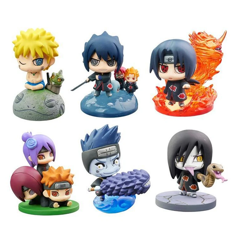 6 шт. в упаковке Наруто Хатаке Какаши Shikamaru Namikaze Uchiha Figura Наруто ПВХ Набор фигурок Саске Минато кукла - Цвет: 6pcs NC04 6CM