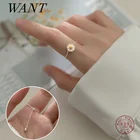 Женское кольцо с ромашками WANTME, серебряное регулируемое кольцо в Корейском стиле, ювелирные украшения для подростков, 925 пробы