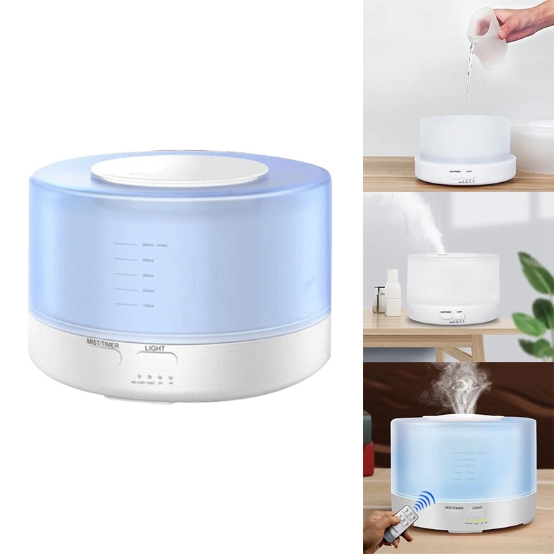 

500ML Air Humidifier Air Diffuser Aroma Humidifier Mist Wood Grain Oil USB Mist Maker LED Light For Car Home