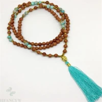 6mm aventurine gemstone 108 beads tassels mala necklace spirituality energy bless cuff meditation diy wristband mala monk