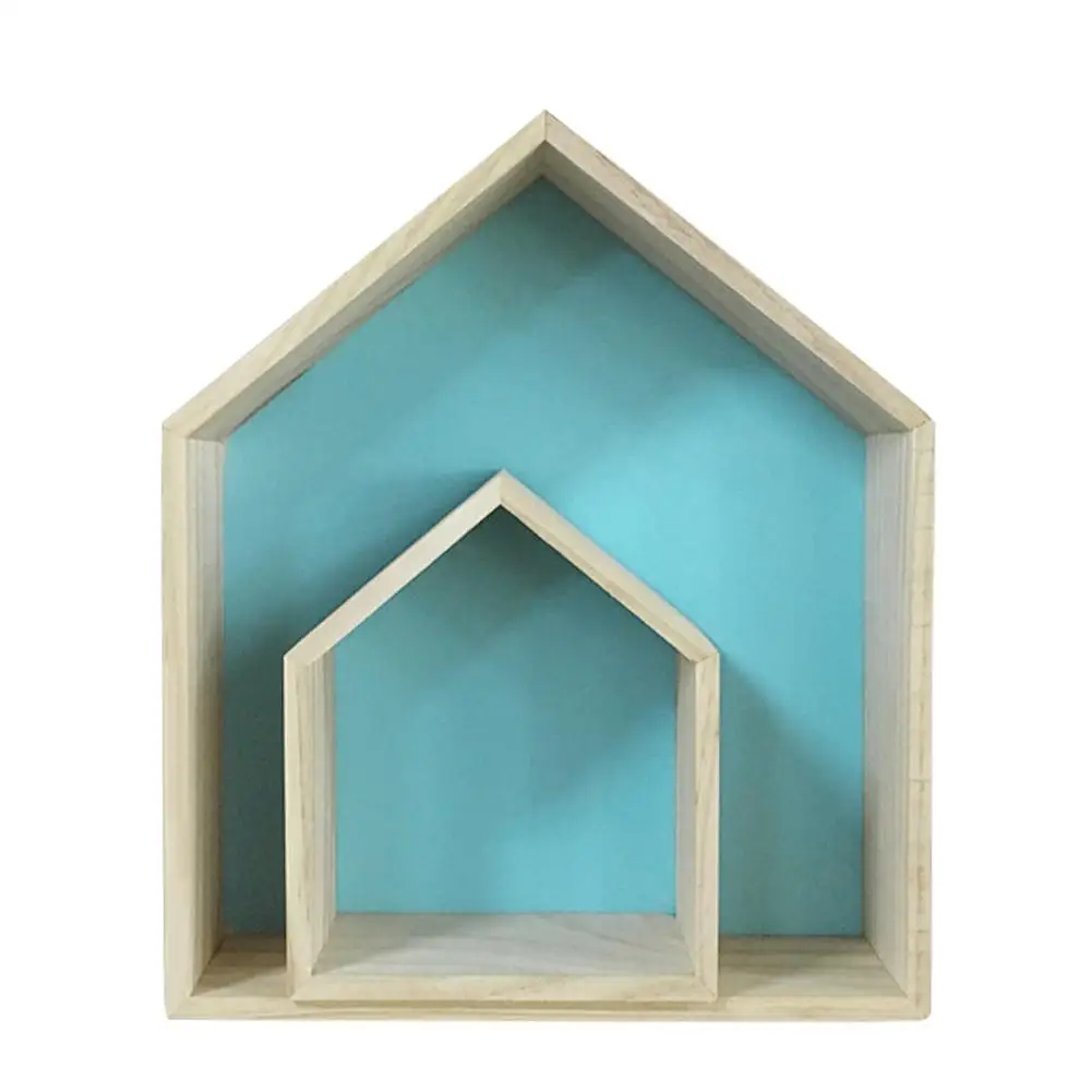 

Children's Room House Shape Shelf Wall Shelf Display Hanging Shelving Wooden Shadow Cubby Box Storage Natural Nordic Shelves