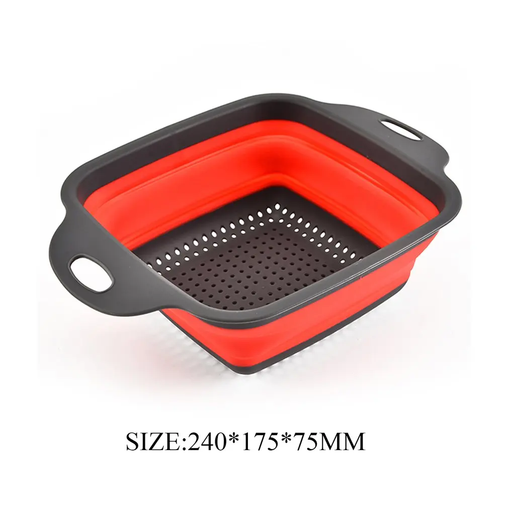 

Square Shape Drain Basket Collapsible Colanders Foldable Silicone Kitchen Organizer Fruit Vegetable Baskets Folding Strainers
