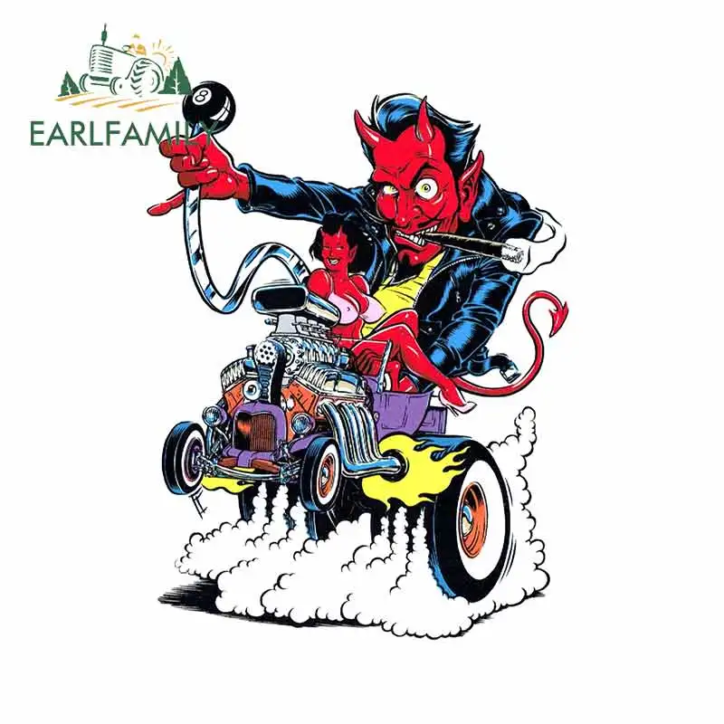

EARLFAMILY 13cm x 9.8cm For Pin Up Girl Devil Satan Car Sticker And Decals Occlusion Scratch Vinyl Waterproof High Quality Decal