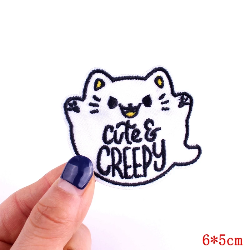 Нашивки с вышивкой в виде животного кота аппликация для детской одежды