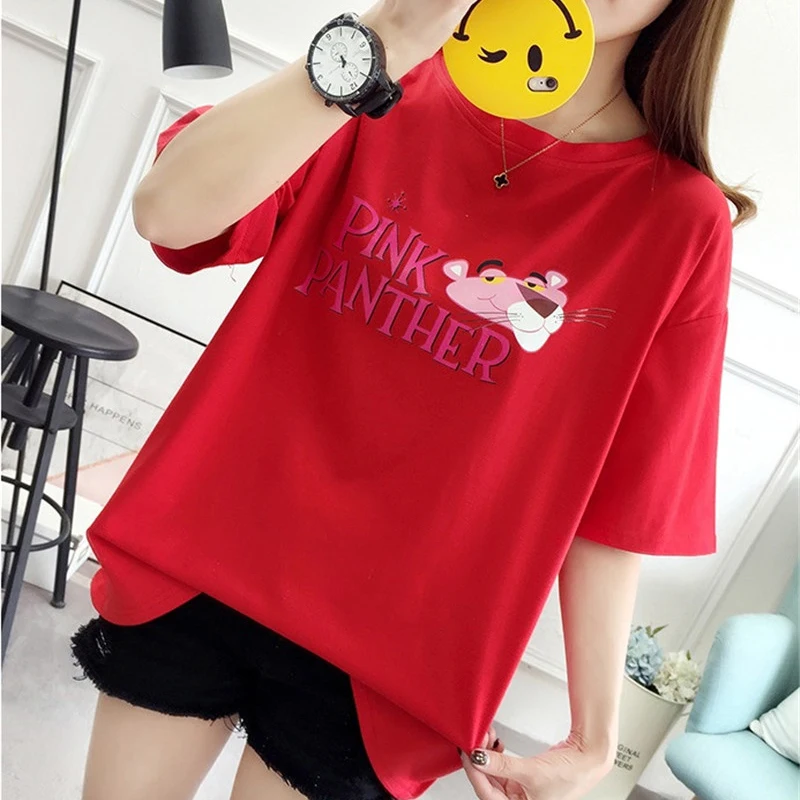 Женская футболка большого размера с коротким рукавом и круглым вырезом