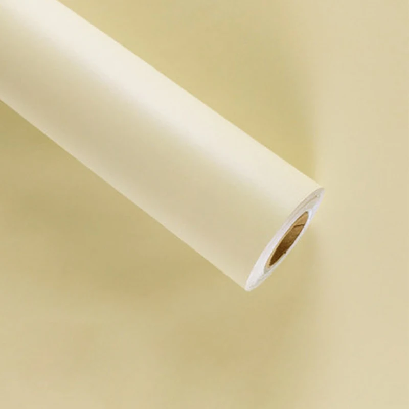 Beige Vinyl PVC Self Adhesive Wallpaper Waterproof Furniture Renovation Cabinet Contact Paper Living Room DIY Wall Stickers Home Decor - Цвет: Beige