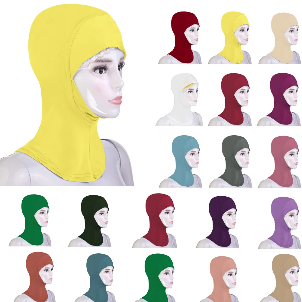 

Underscarf Turban Muslim Women Hijab Inner Cap Ninja Hat Islamic Solid Color Bone Bonnet Head Neck Cover Overhead Under Scarf