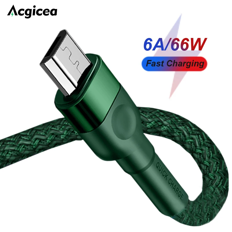 6a 66w fast charging micro usb cable for xiaomi samsung huawei android mobile phone charger for phone cable microusb data cables free global shipping
