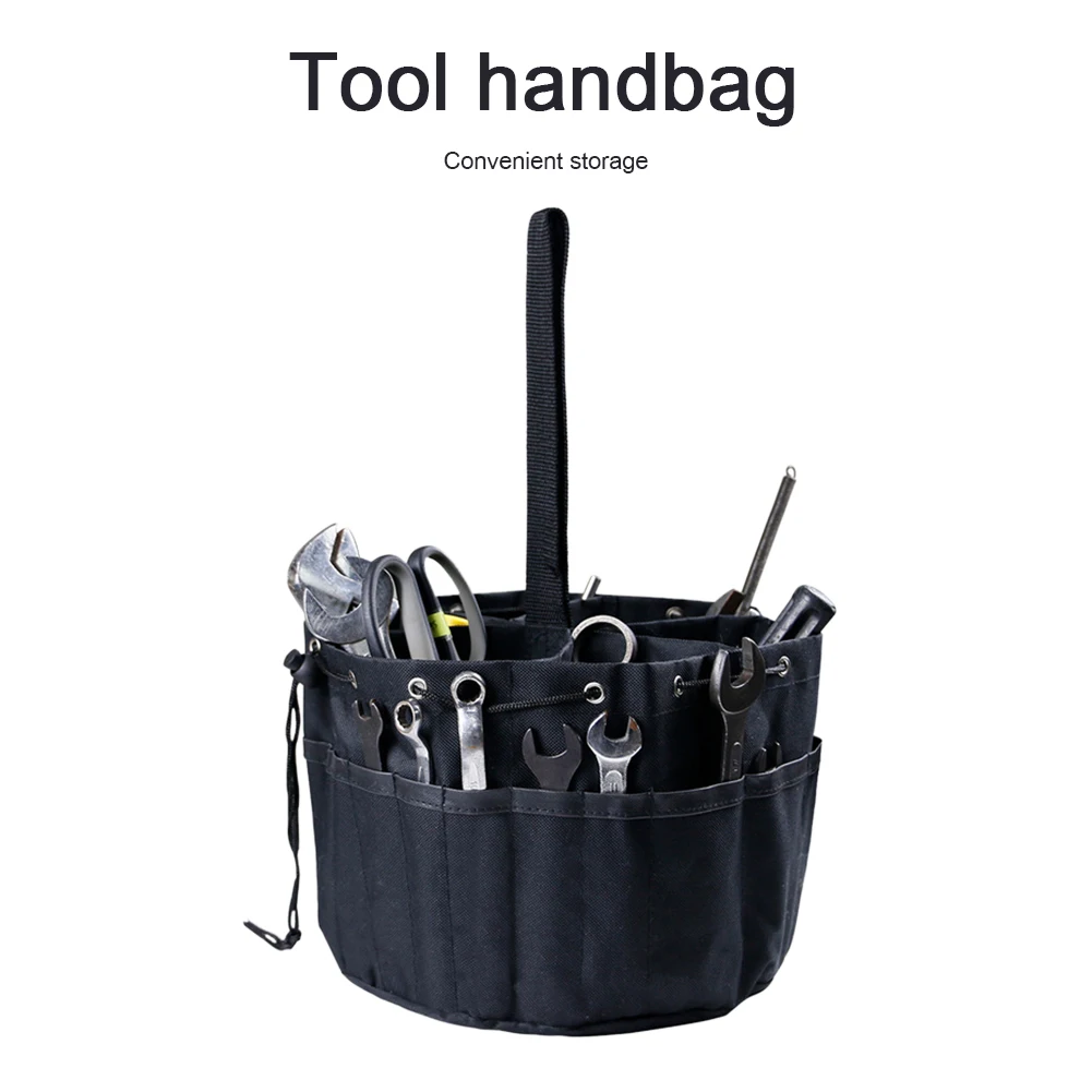 

Multi-Pocket Gardening Tool Storage Bag Round Oxford Cloth Drawstring Handbag Shovels Rakes Garden Accessories Organizer Tote