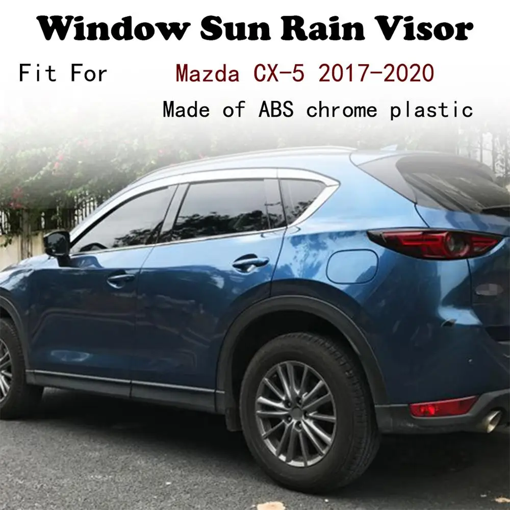 

ABS Chrome plastic Window Visor Vent Shades Sun Rain Guard car accessories For Mazda CX-5 2017-2020
