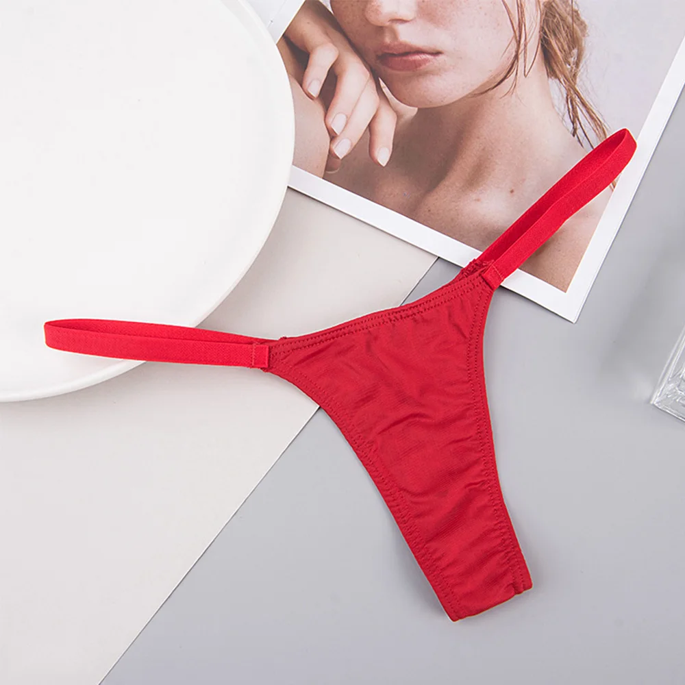 1pc Women's Panties Thong Milk Silk Underwear Sexy Low-Waist T-Back G-string Sexy Lingerie