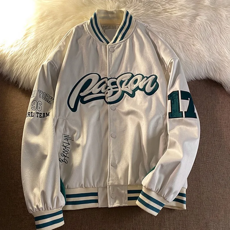 

Couple Casual All-match Jacket Hip Hop Baseball Uniforms Streetwear Loose Alphabet Embroidery Stitching Jacket 2021 Autumn New