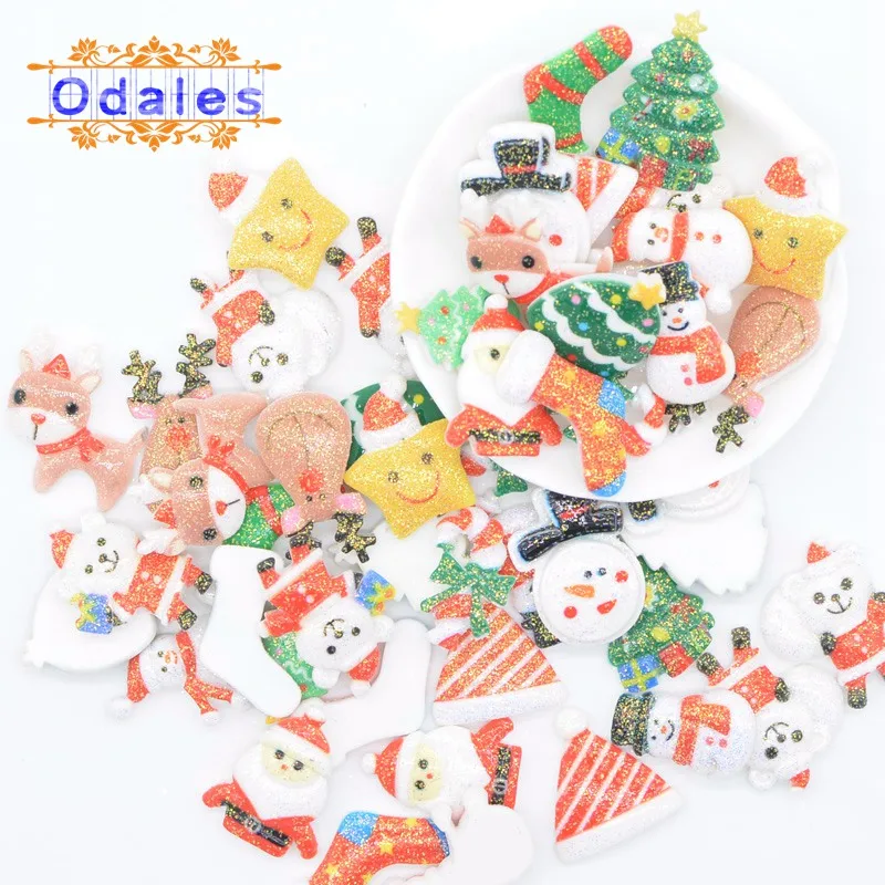 30 шт./лот ремесло Смола Блеск Санта Клаус Рождественская шляпа Лось конфеты