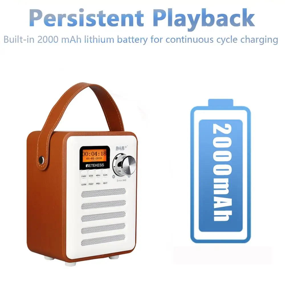 Retekess TR401 коричневый и белый портативный fm-радио DAB +/FM RDS радио карманный цифровой