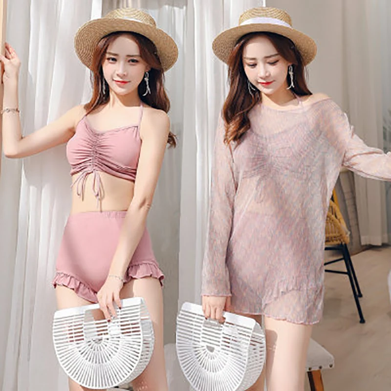 

Новинка 2020 г., Раздельный купальный костюм из трех предметов, сексуальный женский пуловер, сказочный фургон, Горячая весна, купальный костюм...