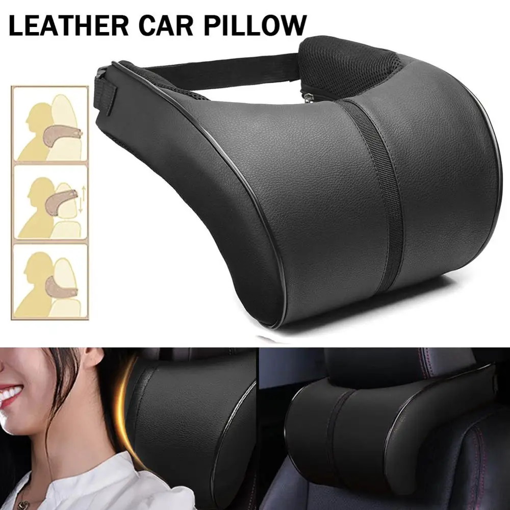 

1PCS PU Leather Auto Car Neck Pillow Memory Foam Pillows Neck Rest Seat Headrest Cushion Pad Hot Sale High Quality