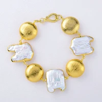 8 freshwater keshi pearl plated bracelet