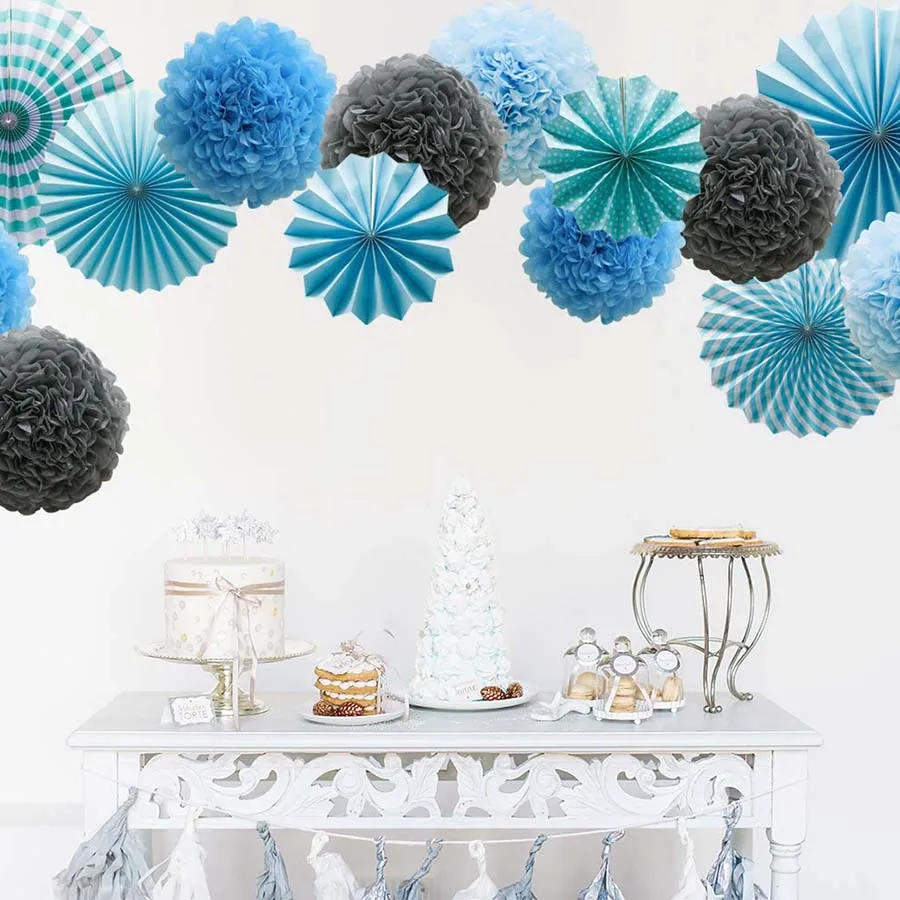 14 шт./компл. искусственные бумажные помпоны цветы украшения с днем рождения