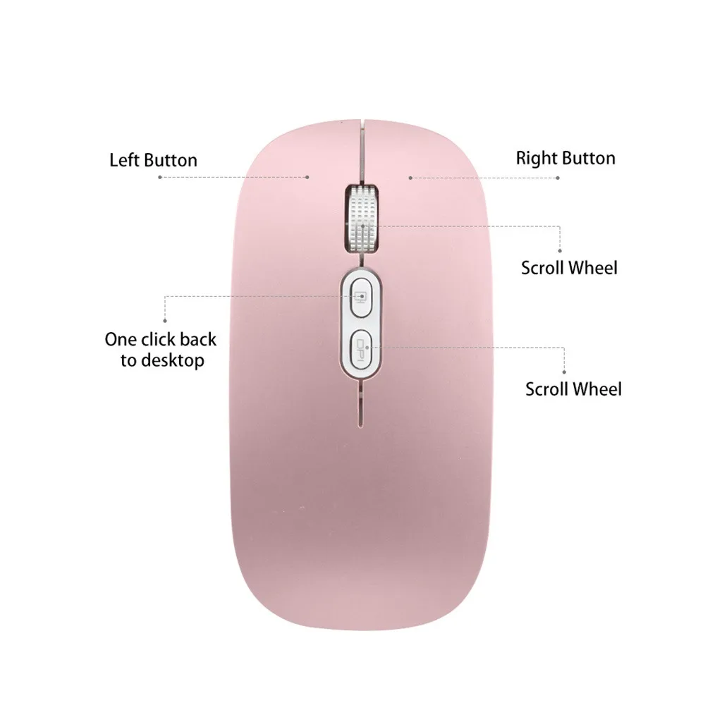 Перезаряжаемая Беспроводная игровая мышь 2 4G металлическая Бесшумная оптическая