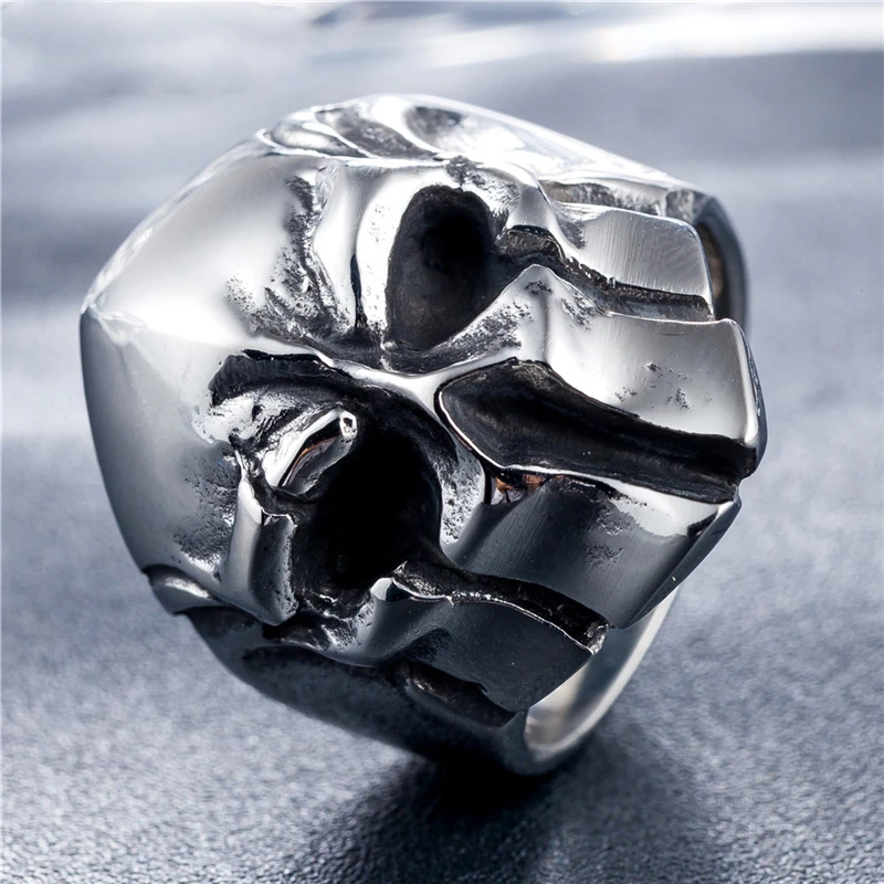 

Hip Hop Jewelry Punk Style Stainless Steel Couple Rings Wholesale Skeleton Skull Promise Ring For Women Men Free Shipping