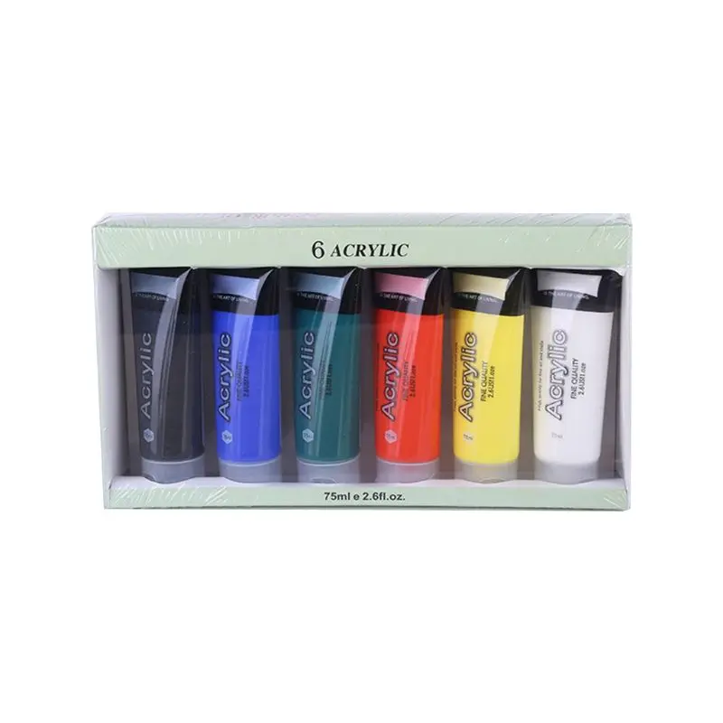 

6 Colors 75ml Professional Acrylic Paint Set Drawing Painting Pigment Kids DIY