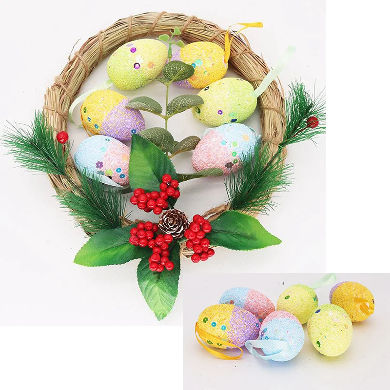 Мода 6 шт. пасхальное вечерние украшения Висячие блестящие повесить яйца подарки