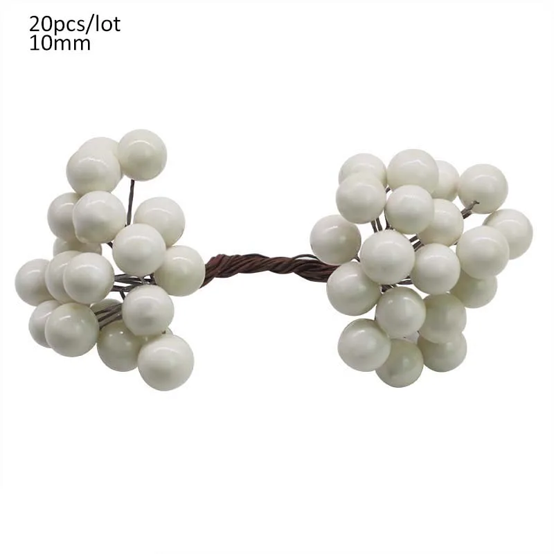 1 Set White Artificial Flower Fruit Stamens Cherry Christmas Plastic Pearl Berries for Birthday DIY Gift Box Decorated Wreaths - Color: A09