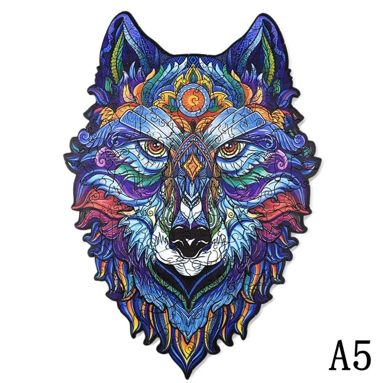 

Hot sale funny wooden Animal Puzzle heteromorphic wolf lion owl Puzzle Children's three dimensional toys