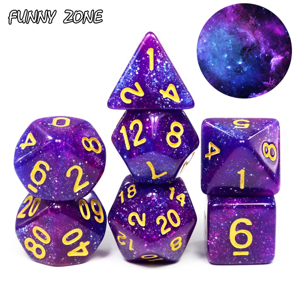 Набор многогранных игральных костей Starry Sky 7 Die Series D20 D12 D10 D8 D6 D4 игральные кости DND