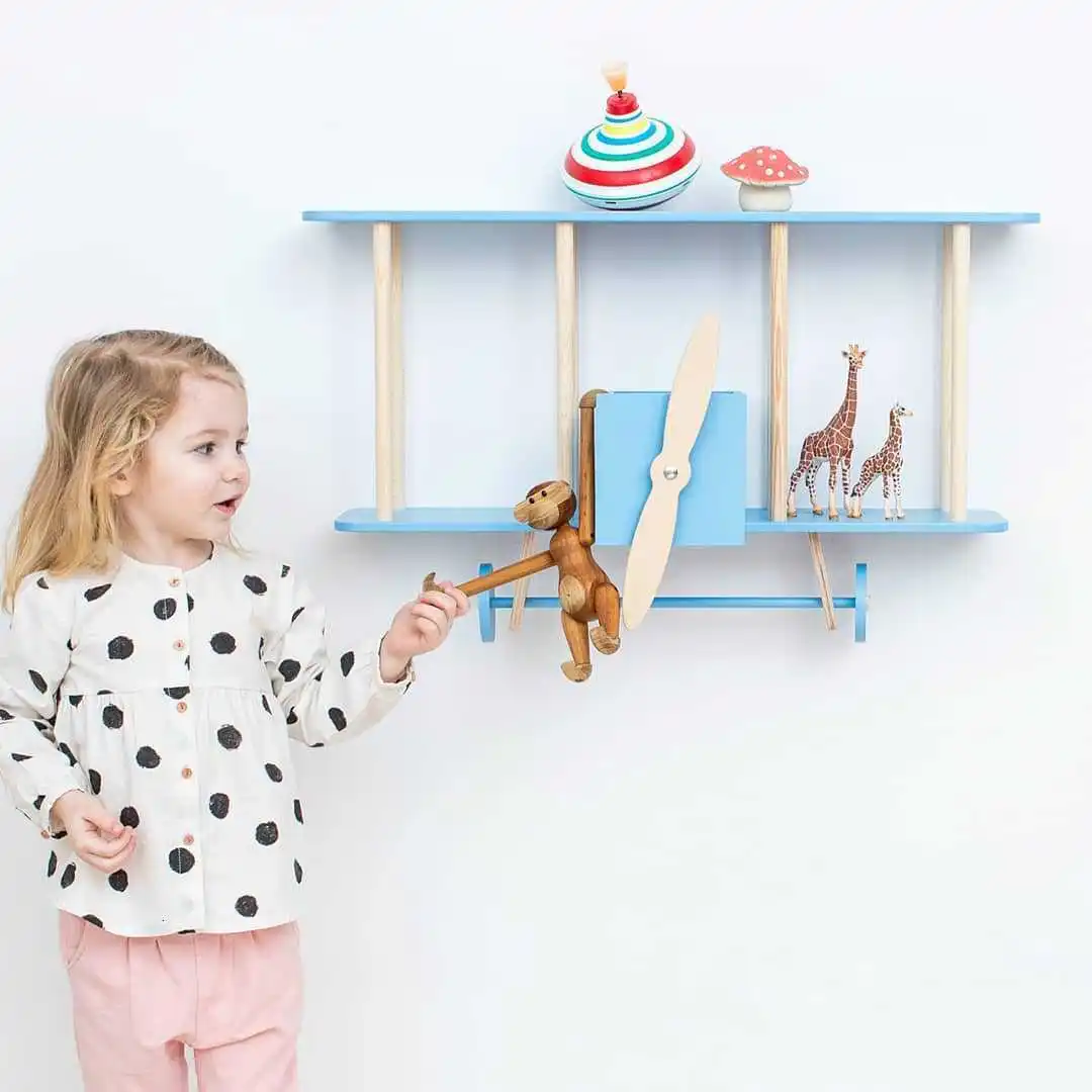 Скандинавский стиль Большой DIY самолет Комплект полок деревянный самолет Декор настенные полки биплан украшение для ребенка и детской комнаты подарок