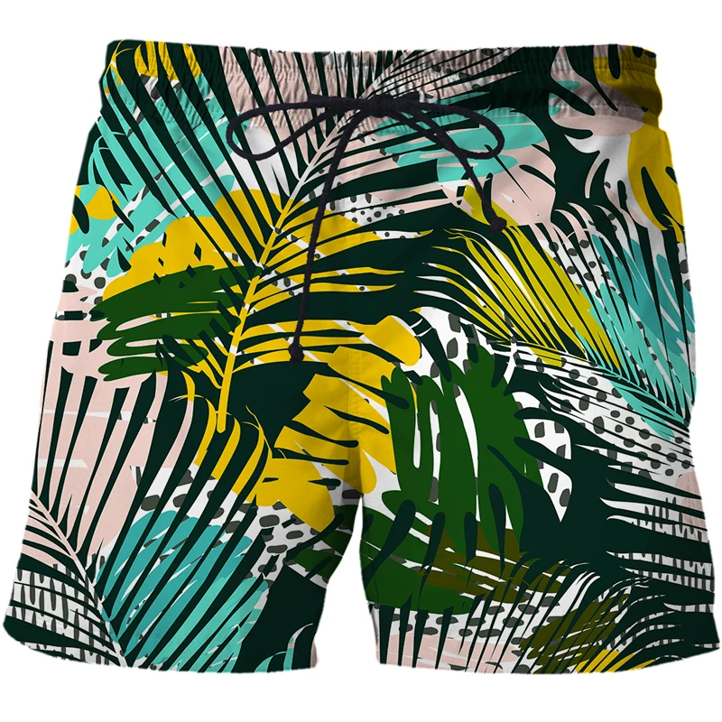 2022 NEW Summer Men's Shorts Fashion Funny 3D Leaf pattern Short Beach Short Men Casual Quick Dry Sports Pants Swimwear