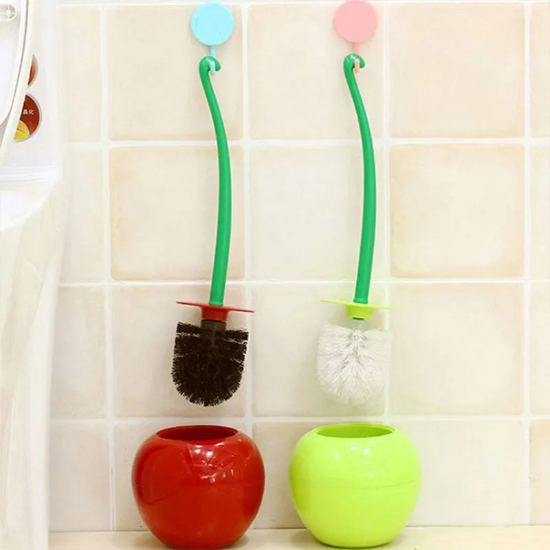 Bathroom Cleaning Tool Pretty Cherry Non-slip Plastic Toilet Brush With Holder Long Handle Set Base WC Accessories Sets Corner |