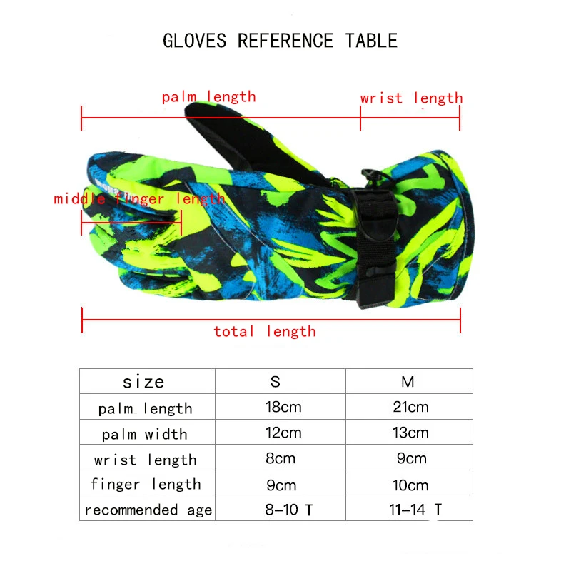 Детские зимние перчатки GSOU для катания на сноуборде мальчиков и девочек теплые