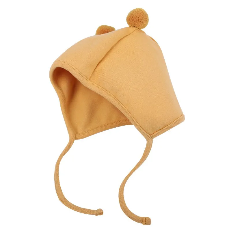 Осенняя милая детская шапка с помпоном для девочек зимняя бархатной подкладкой