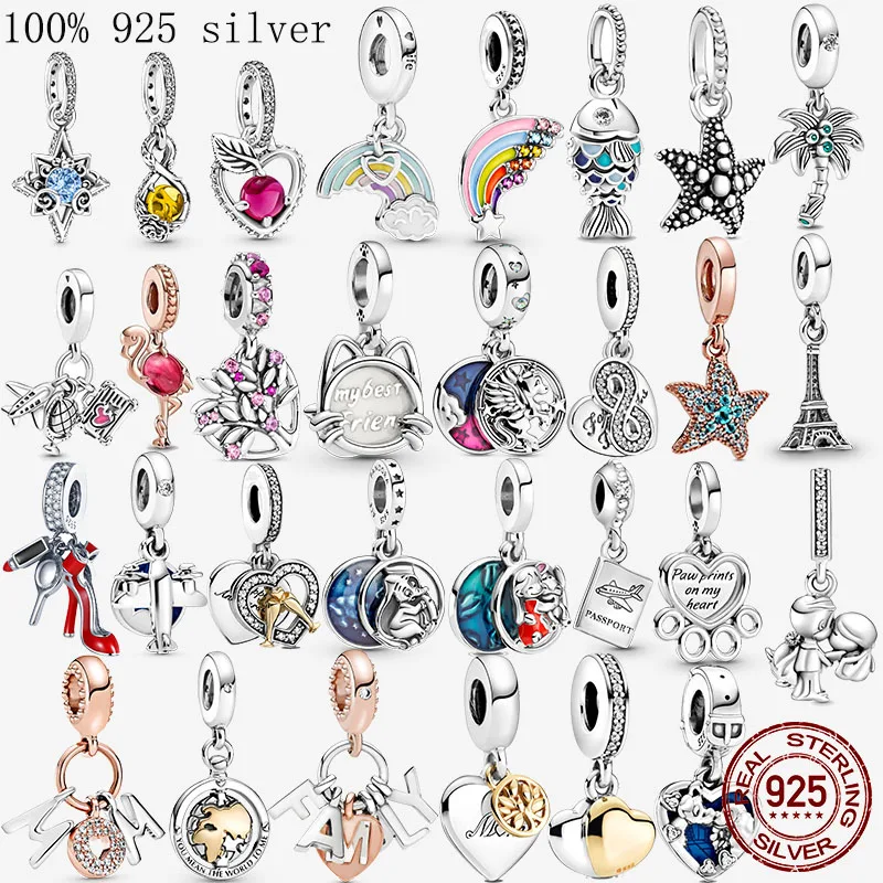 

100% 925 Sterling SILVER charms Sparkling Family Tree Dangle Charm Beads Fit Original Pandora Bracelet Pendant Necklace Jewelry