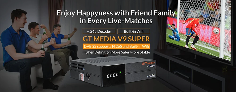 GTMedia V8 Nova DVB-S2 спутниковый ресивер 1 год Европа сервер обновление V8 супер H.265 HD встроенный wifi HD Испания Freesat рецептор
