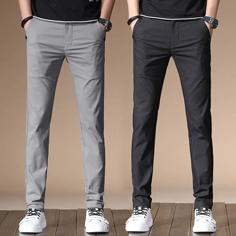 

Осенние облегающие повседневные брюки мужские зимние брюки из ткани для ног деловые мужские брюки трендовые универсальные брюки для отдых...