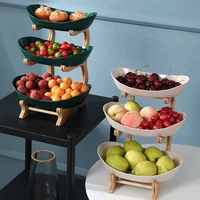 two three layer fruit plate home plastic snack plate creative wooden tableware modern dried for fruit basket dish candy dish