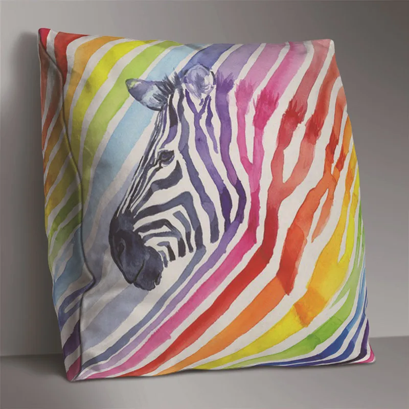 Двухсторонняя наволочка с принтом животных полиэстер радужная кошка собака слон